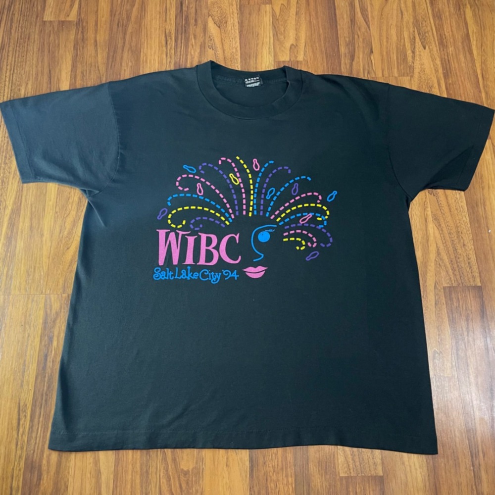 Vintage Fruit of the Loom WIBC Bowling T Shirt XL Black 90s Single Stitch USA